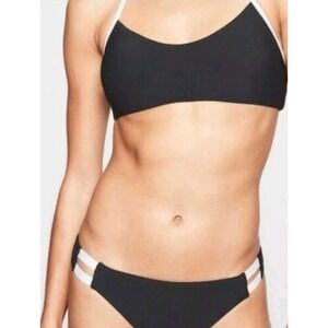 Athleta Black and White Strappy Bikini Set